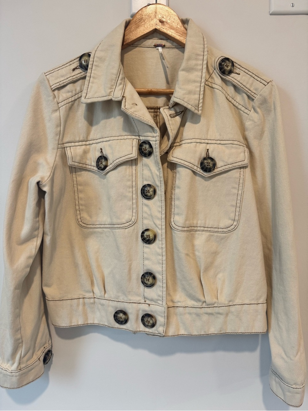 Free People Cream Jean Jacket